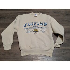 VTG Jacksonville‎ Jaguars NFL Pro Player Sweatshirt Medium Beige 1997 READ